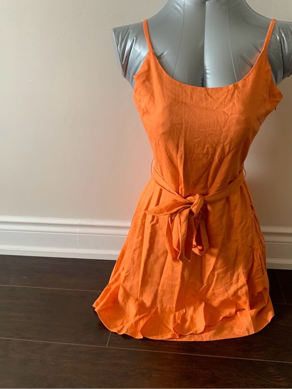 Gilli Orange Tie-Front Slip Mini Dress